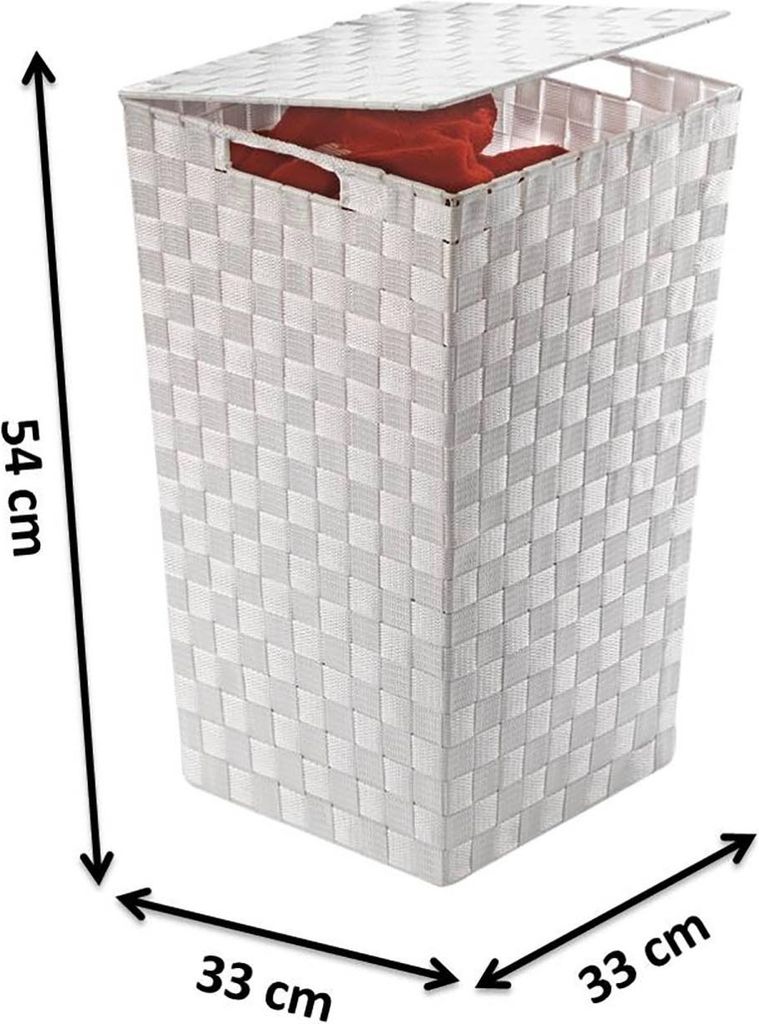 Kobolo Wäschekorb 33x33x54cm quadratisch weiß aus Nylon auf