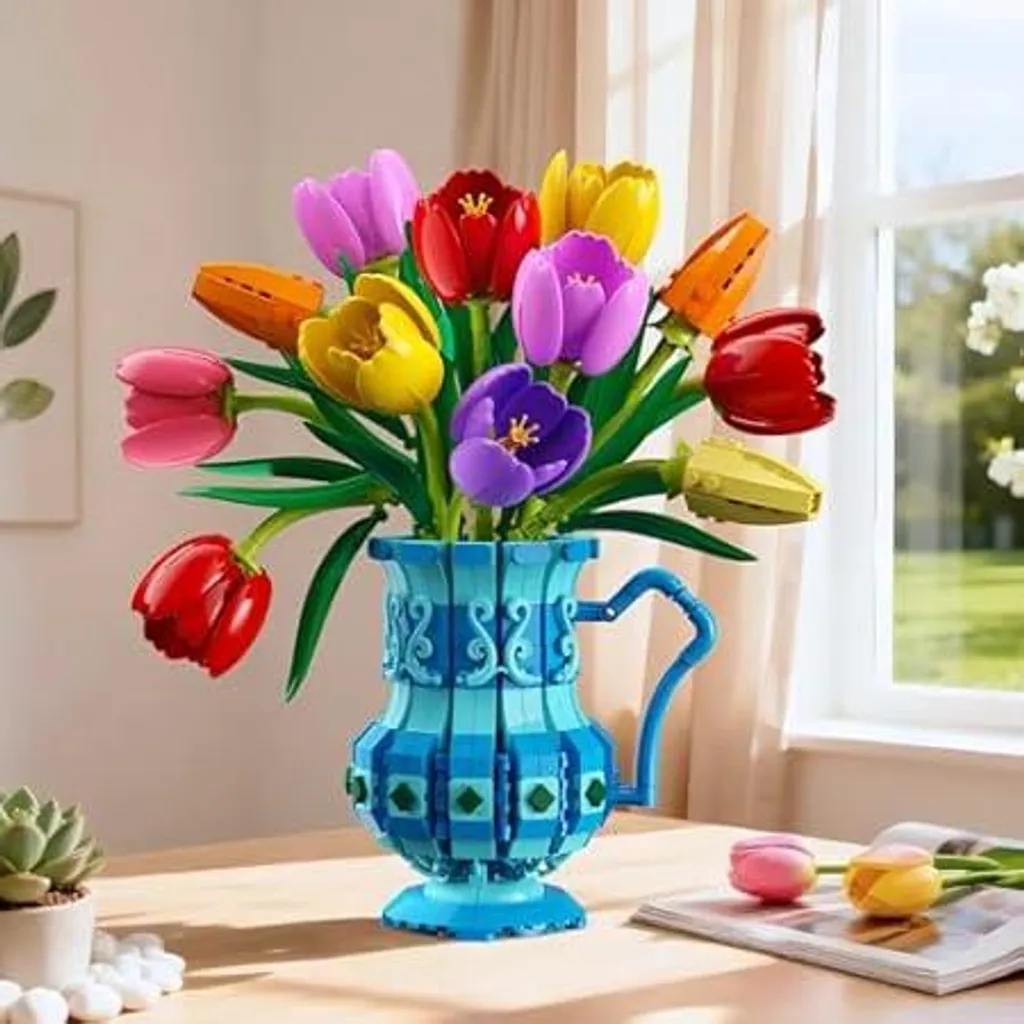 Bouquet Tulipani Mattoncini 768 Pezzi - Regalo Compleanno e Anniversario - 4