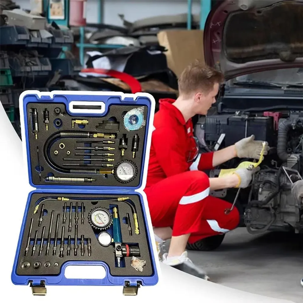 Testeur de compression moteur essence et diesel avec mallette jaune - 5