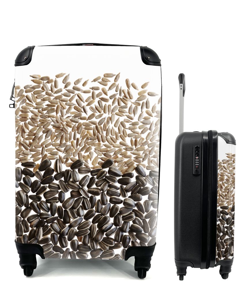 MuchoWow Koffer Handgepäck Trolley Rollkoffer Kleine Reisekoffer mit 4 Rollen - Sonnenblumenkerne, ungeschält und in der Schale - Cabin Size < ...