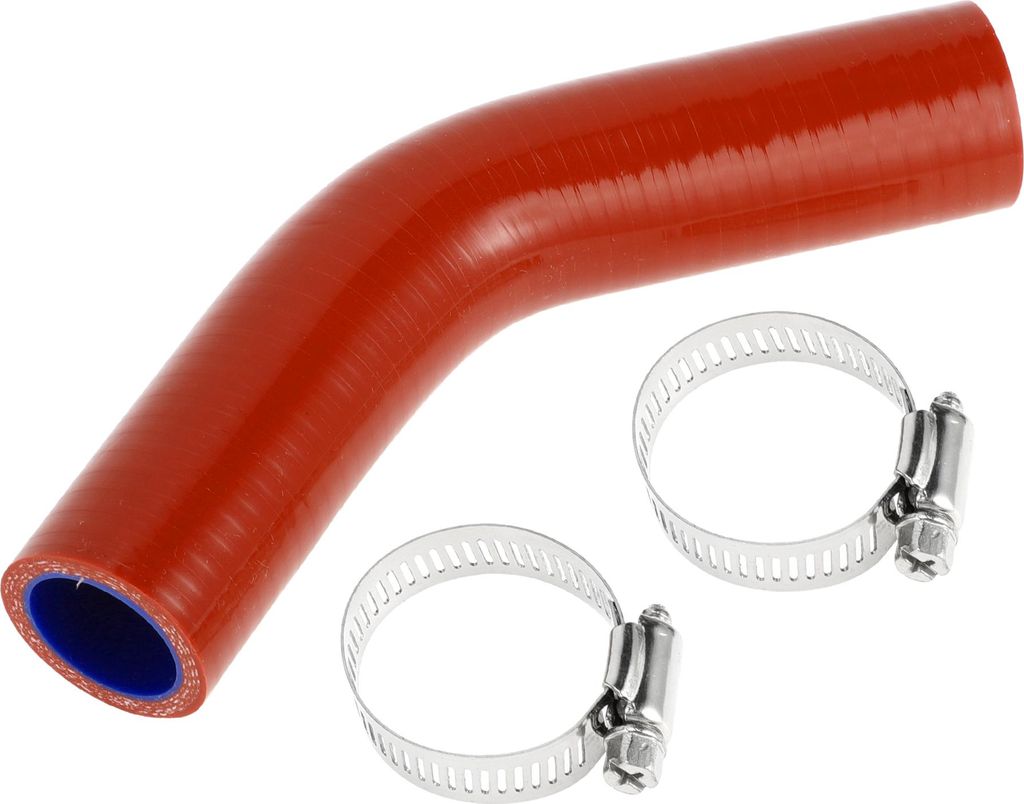 1 Satz 25mm/0,98" ID 90mm/3,54" Länge 45 Grad Rot Blau Auto Silikonschlauch mit Schellen Kühlmittelschlauch Universal