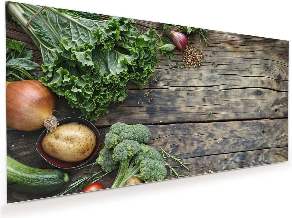 Glasbild 120x60cm in XXL für Wohnzimmer, Schlafzimmer Motiv Frisches Gemüse