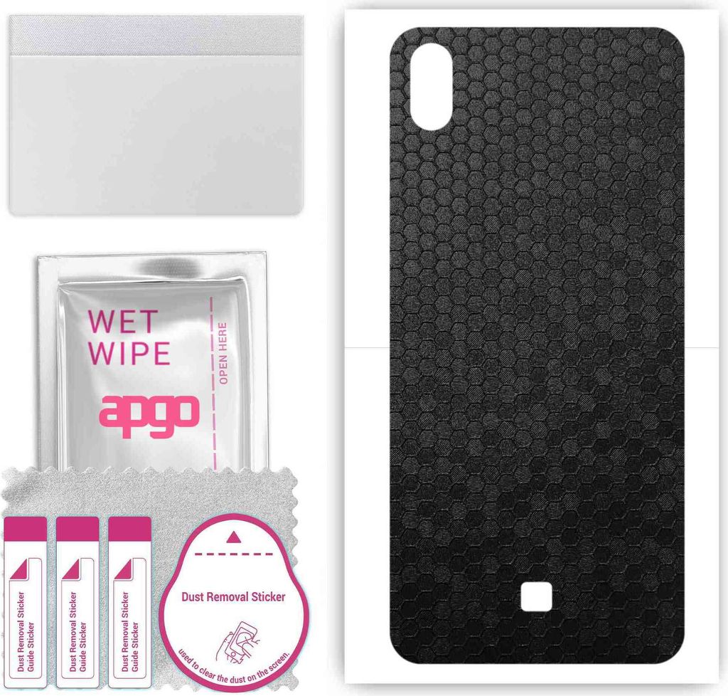 apgo Rückseite Schutzfolie, Skin, kompatibel mit LG K20 (2019), Hinten Displayschutzfolie aus Vinylfolie, kratzfest, einfache Montage - Schwarze H...