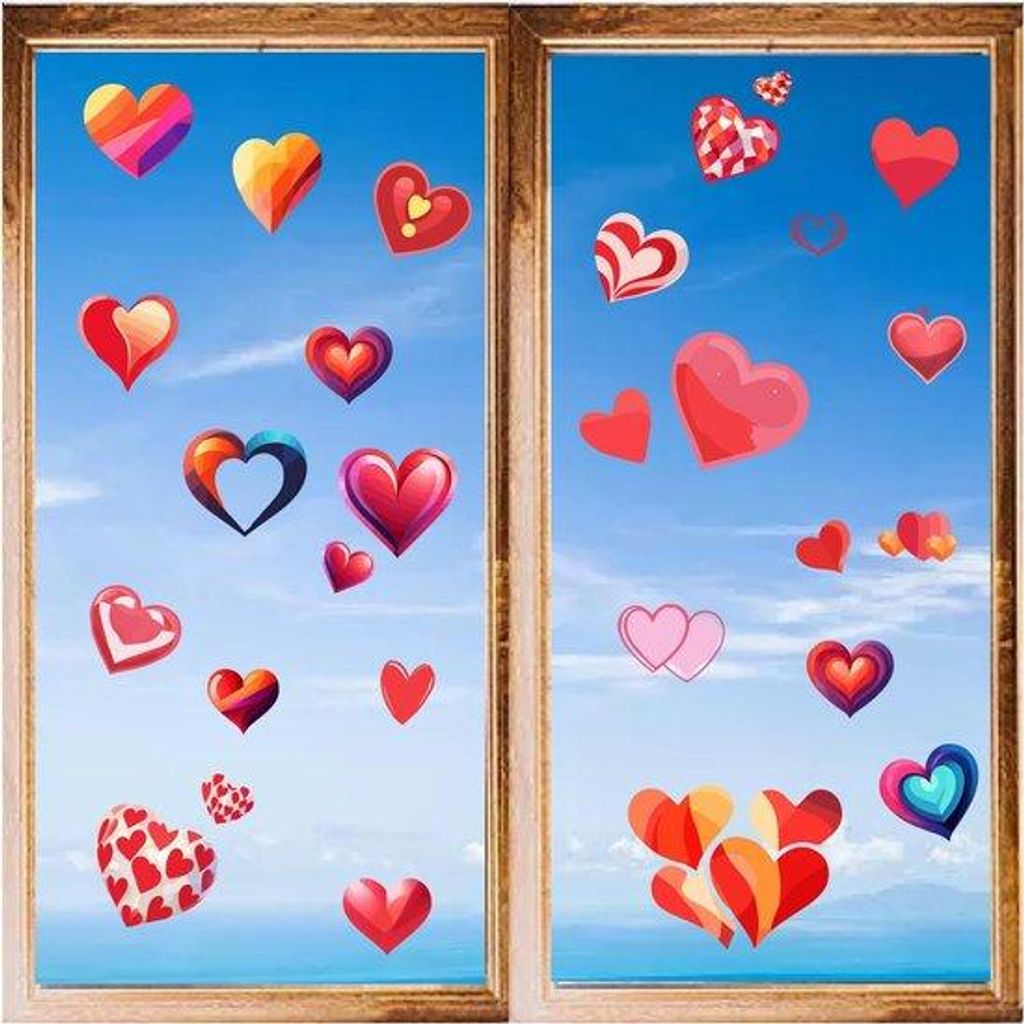 Hartvormige Valentinstags-Decorations, selbstklebende Vinyl- und PVC-Sticker, wasserdichte Wohnzimmer-Accessoires