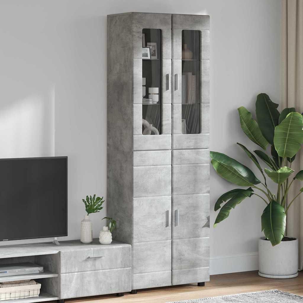 "Schlussverkauf" Highboard 1 pc - Standschrank mit Stauraum - mit Regal Beton Grau 60x35x182 cm Holzwerkstoff C12136