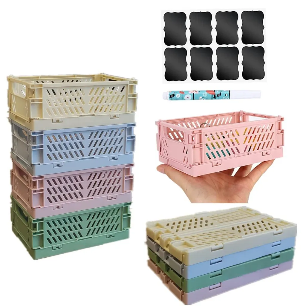 Panier de rangement pliable et robuste lot de 4 boîtes modulables et compactes
