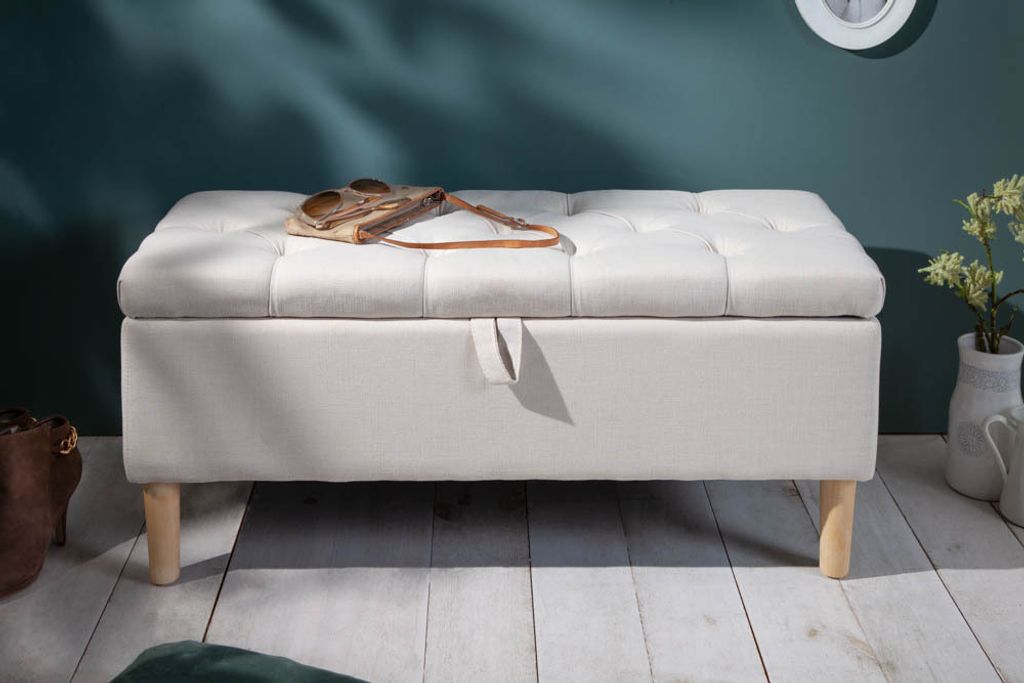 Chesterfield Truhenbank CASTLE 100cm beige Sitzbank Produktbild 2