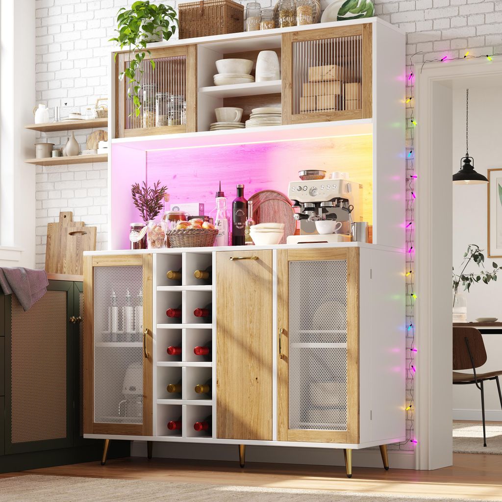 Flieks Küchenschrank mit LED-Beleuchtung, Weinregal & Produktbild 