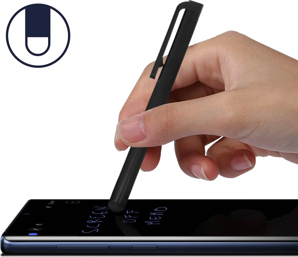 Stylus Pen Universale Nera con Clip - Design Sottile e Punta Morbida - 4