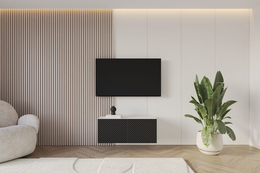 ALTDECOR TV-Schrank ZENO-W mit Gefrästen Fronten 100x40x40 Lowboard hängend, TV Möbel, TV Cabinet, Fernsehtisch, Fernsehschrank, TV Kommode, TV ...