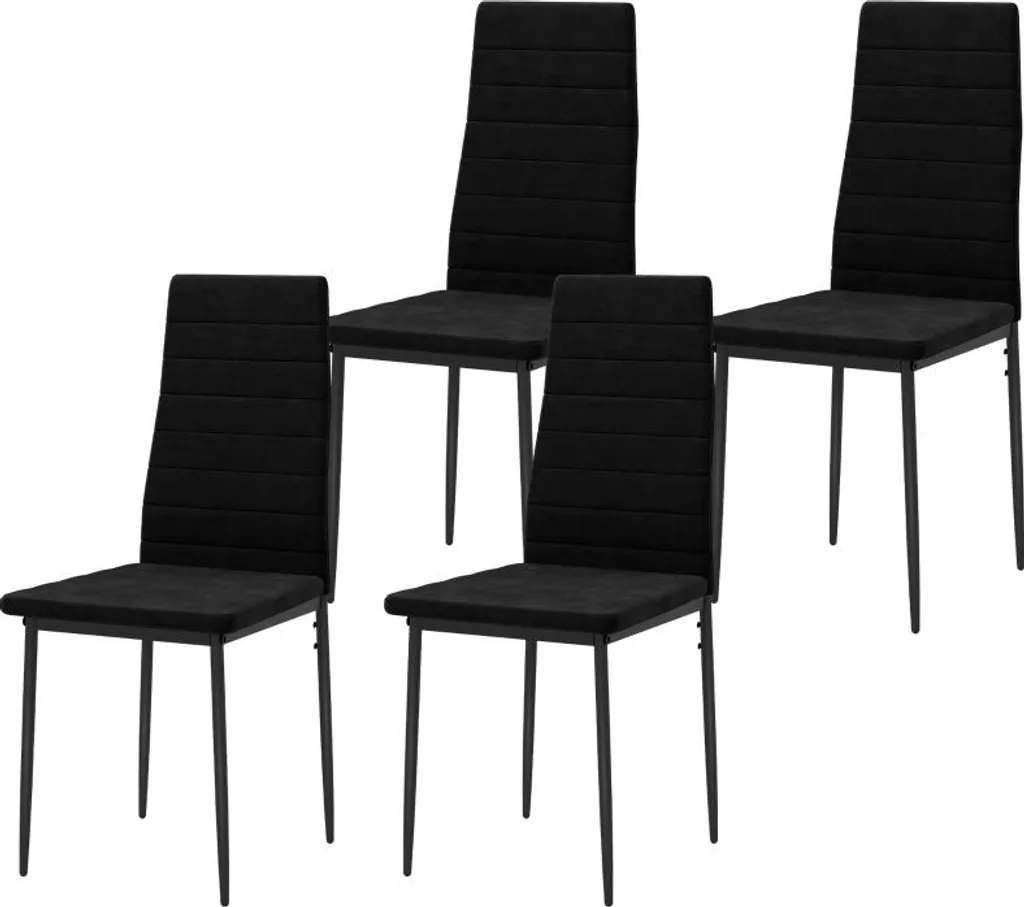Lot de 4 chaises de table noires gain de place avec assise rembourrée