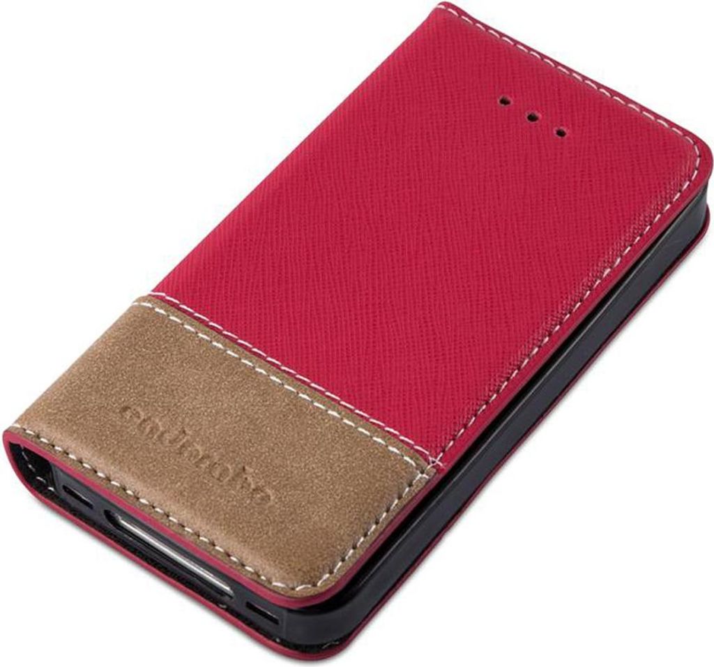 Cadorabo Hülle für Apple iPhone 4 / 4S Schutzhülle in Rot SHandyhülle Book Case Etui Kunstleder