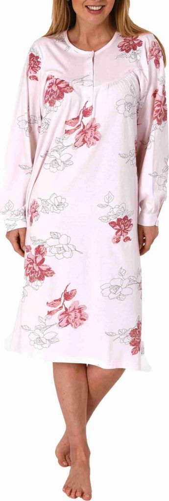Elegantes frauliches Damen Nachthemd,105 cm Länge, Knopfleiste am Hals - 202 210 90 600 ; rosa , 48-50