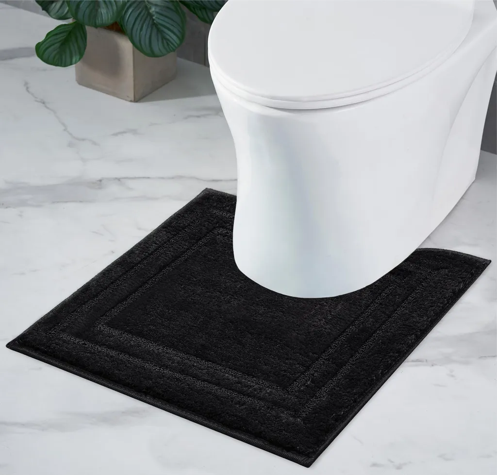 Tapis de toilettes antidérapant noir 45 x 45 cm lavable en machine