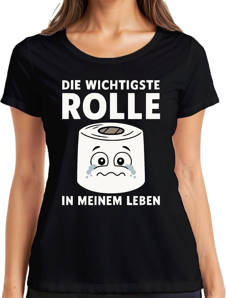 Die wichtigste Rolle in meinem Leben Klopapier lustig Geschenk Damen T-Shirt, Schwarz, 3XL