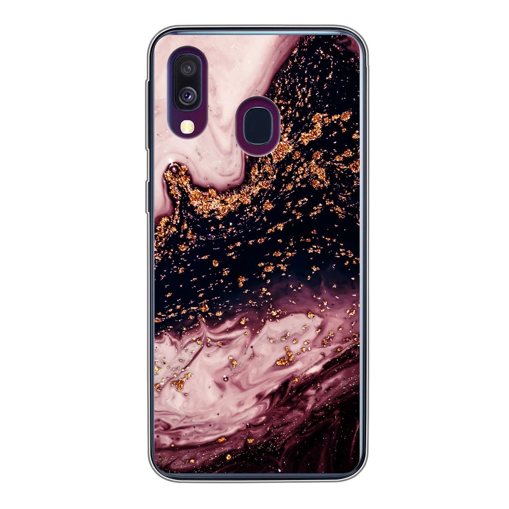 MuchoWow Handyhülle Schutzhülle Hülle für Samsung Galaxy A40 Marmor - Natursteine - Mineralien Silikon Softcase Handy Hülle - Handy-Tasche