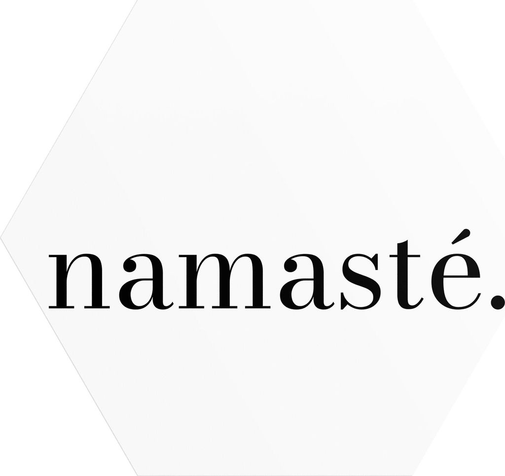 DEQORI Fototapete Sechseck 55x47,6 cm 'Namasté - Schriftzug' Wand Tapete Leinwand Sticker