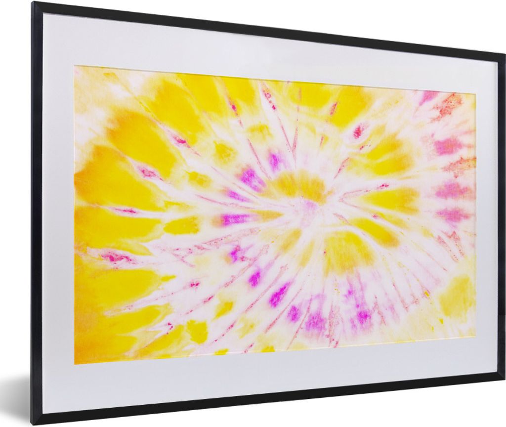 MuchoWow Gerahmtes Poster Sommer - Krawattenfärbung - Gelb 60x40 cm - Poster mit Schwarzem Bilderrahmen Wandposter Rahmen Foto Bilder - Schlafzi...