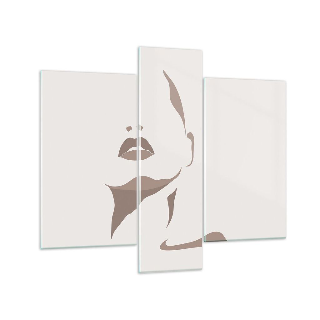 Bilder auf glas - 3 Teile - Boho Frau Mund - 95x80cm - Glasbilder - Wandbilder - Bilder - Kunstdruck - zum Aufhängen bereit - Wanddekoration aus G...