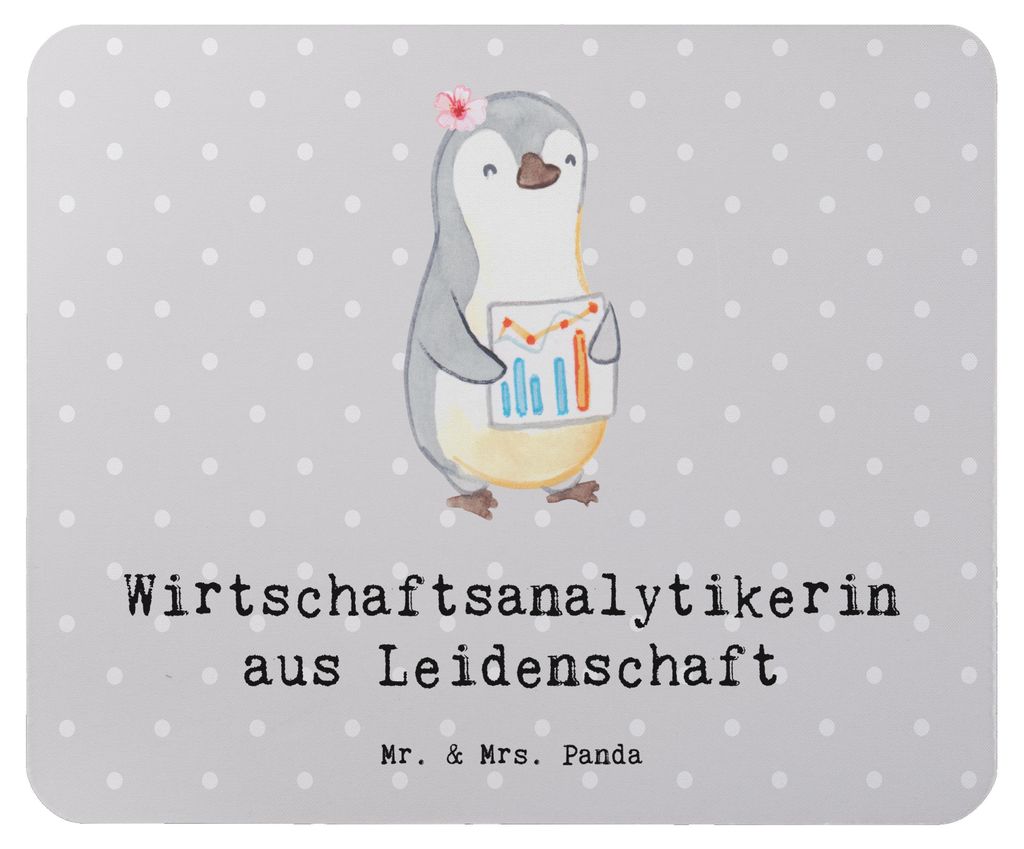Mr. & Mrs. Panda Mouse Pad Wirtschaftsanalytikerin Leidenschaft - Grau Pastell - Geschenk, mauspad laptop, mousepad, pc mausunterlage