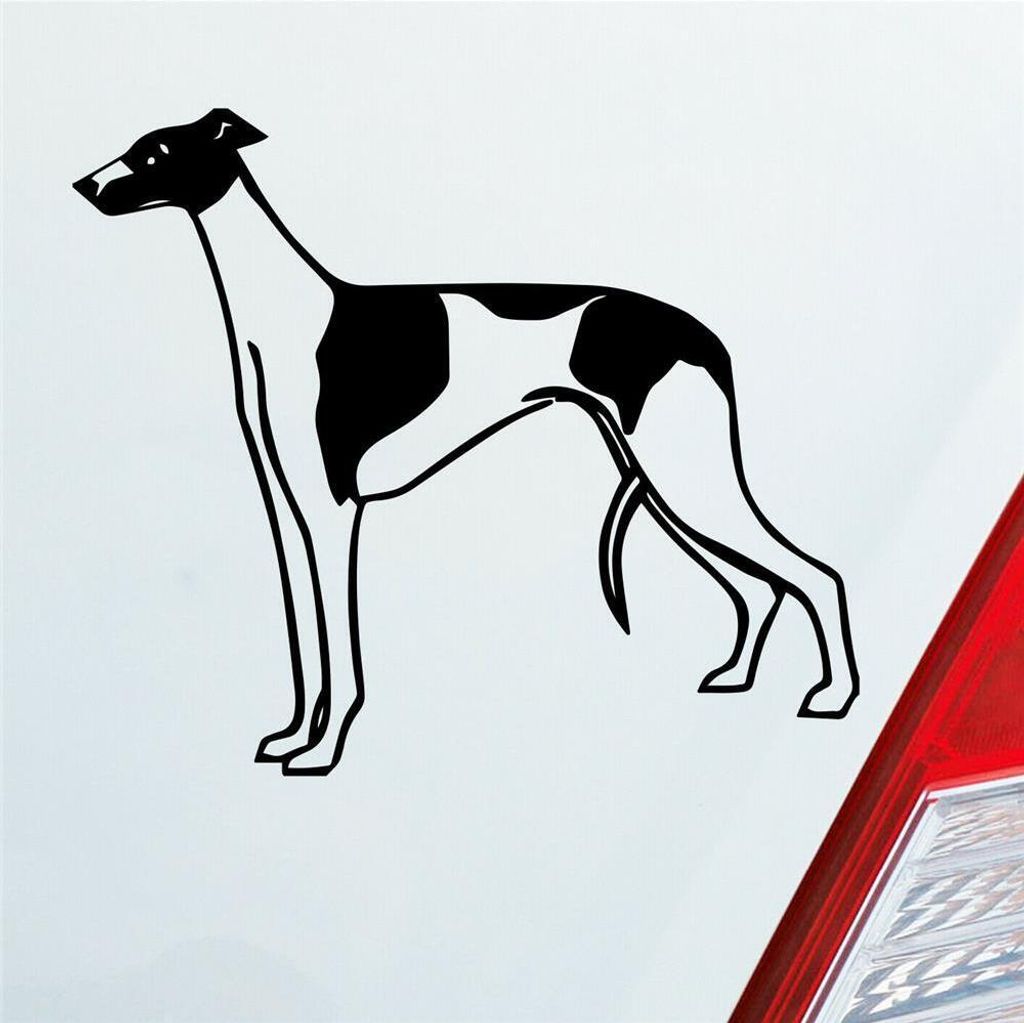 Auto Aufkleber Windhund Hund Dog Animal Tier 12x10 cm Schwarz Glanz Sticker Heckscheibenaufkleber