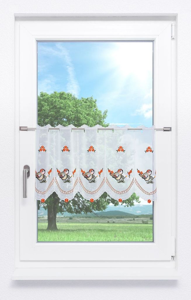 Scheibengardine Plauener Spitze - Sperling (Bx H) 80cm * 35cm Orange/Orange