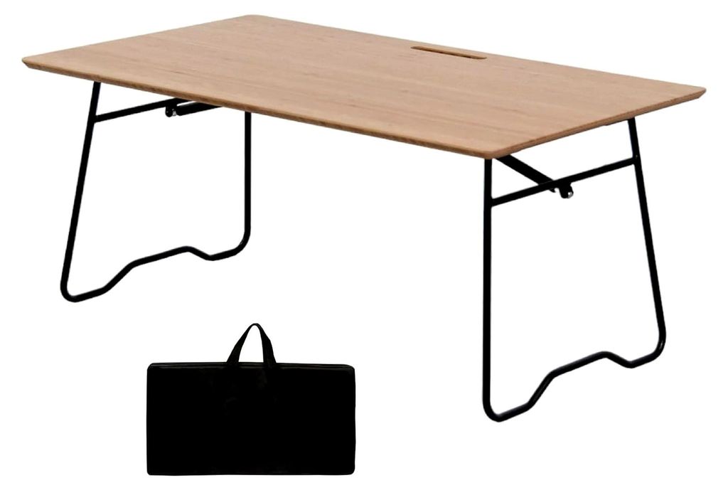 Klappbarer Campingtisch aus Bambus mit Gasdruckfeder