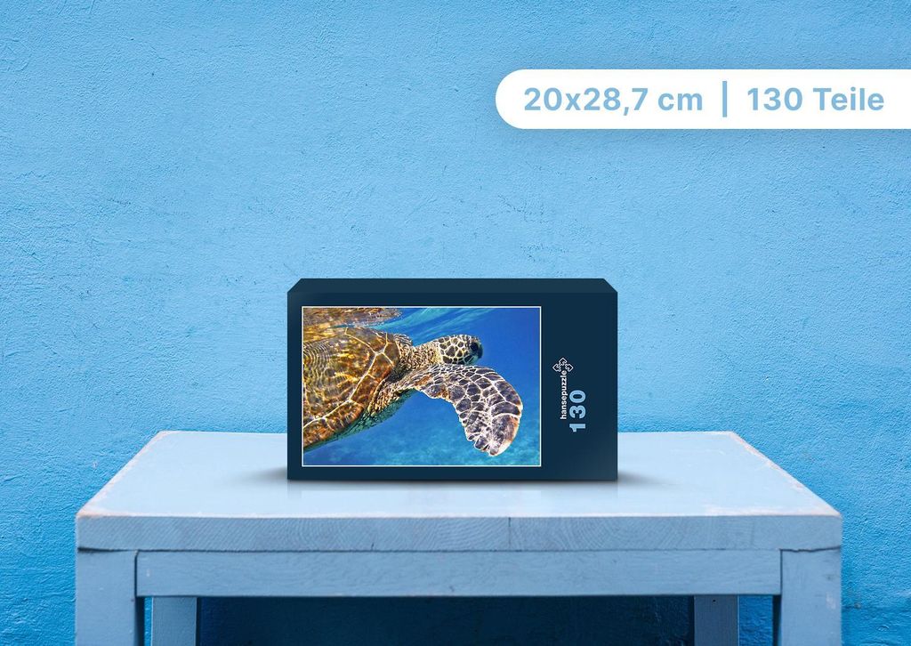 hansepuzzle 102499 - Schildkröte Puzzle, 130 Teile, Tierwelt, 28,7 x 20,0cm mit hochwertiger Aufbewahrung, Kartonbox & Beutel