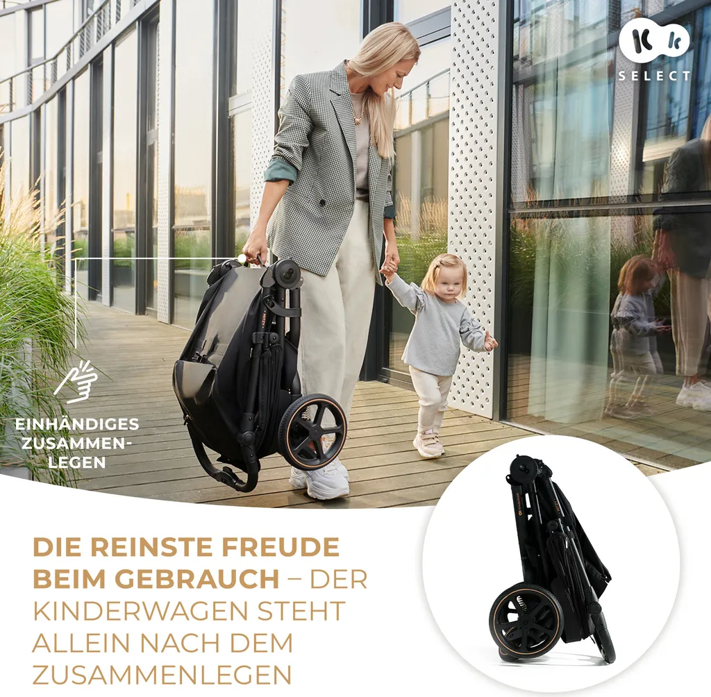 Poussette Mitzy Ink Noir Kinderkraft Select avec Pliage Rapide Compact - 6