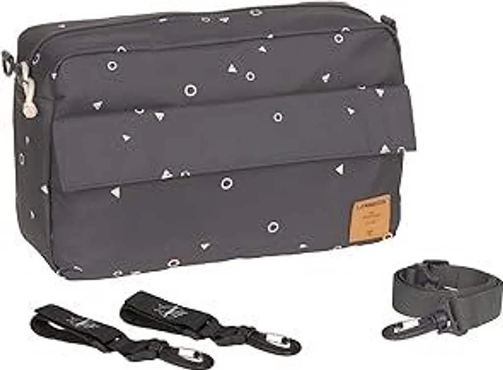 LÄSSIG Organizer per passeggino Borsa a tracolla Borsa per passeggino incl. fissaggio per passeggino/Casual Buggy Organizer Bag Blocks antracite