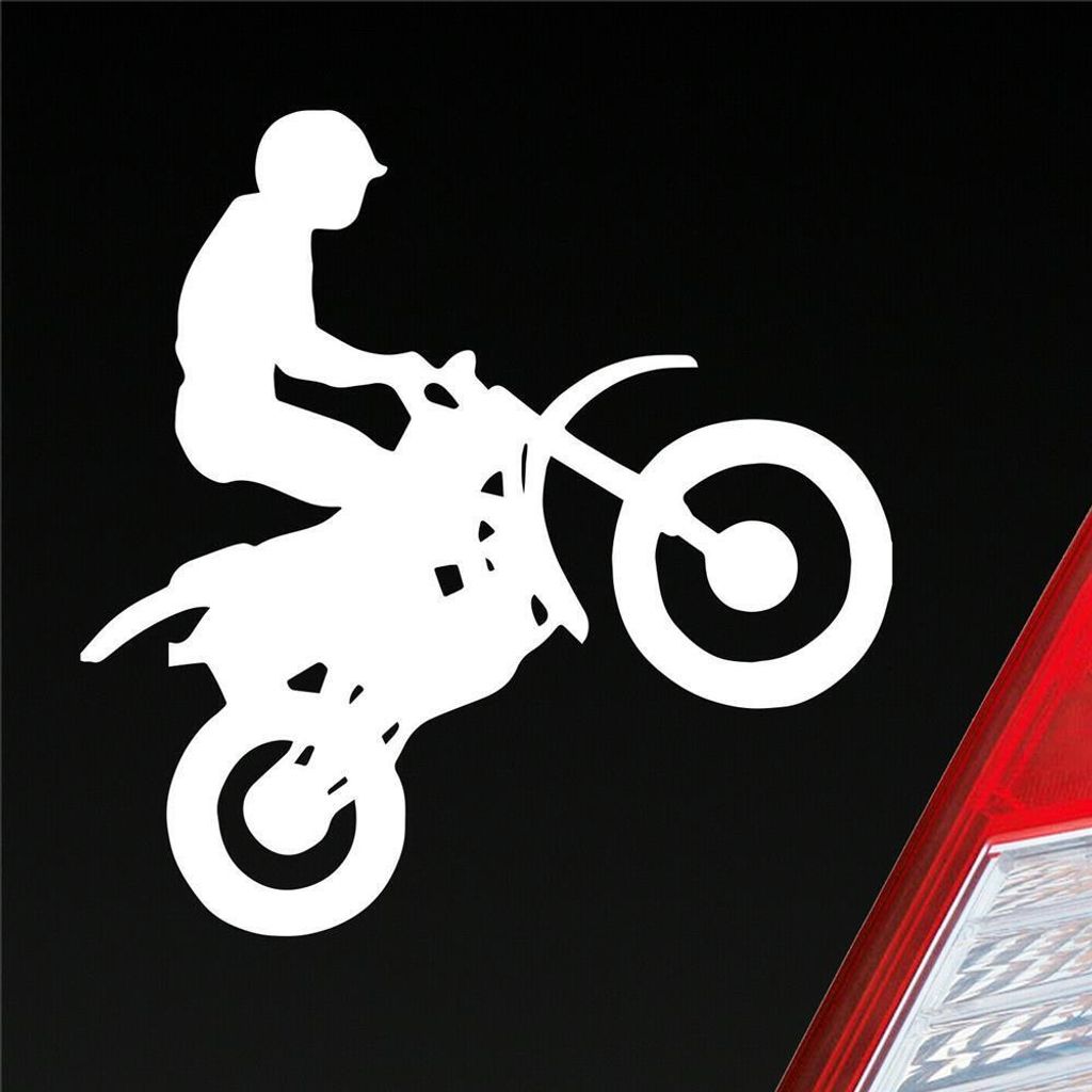 Auto Aufkleber Motorcross Motorrad Bike Tuning 10x9 cm Weiss Glanz Sticker Heckscheibenaufkleber