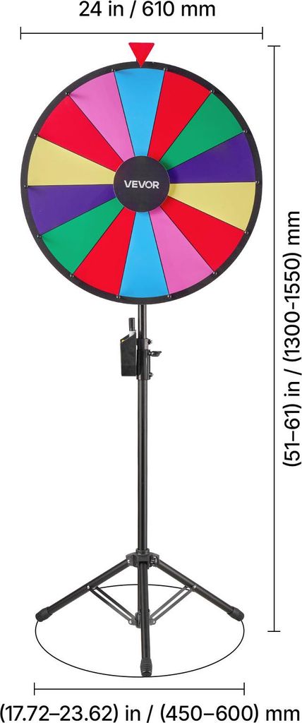 Roue de loterie 914,4 mm, roue de la fortune rotative à 18