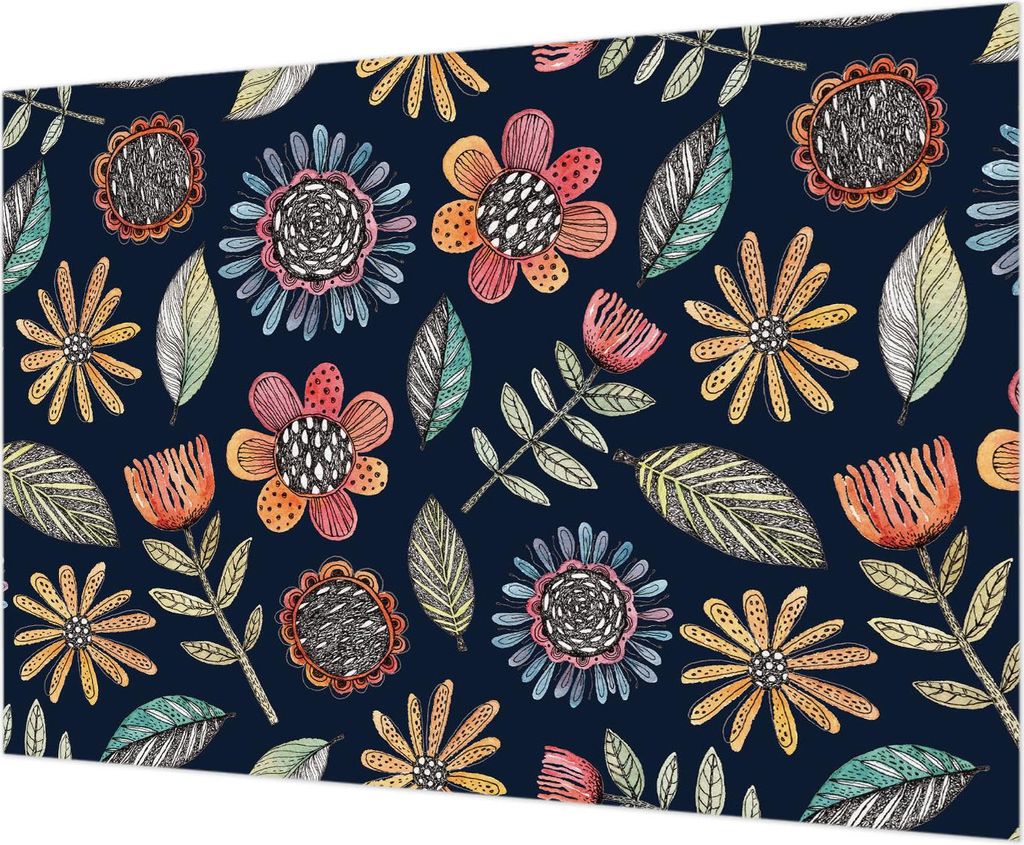 Wandtapete - Dekorative Tapete für Wohnzimmer - Tapetenfolie für Wanddekoration - 208x146 cm - Blumenmosaik