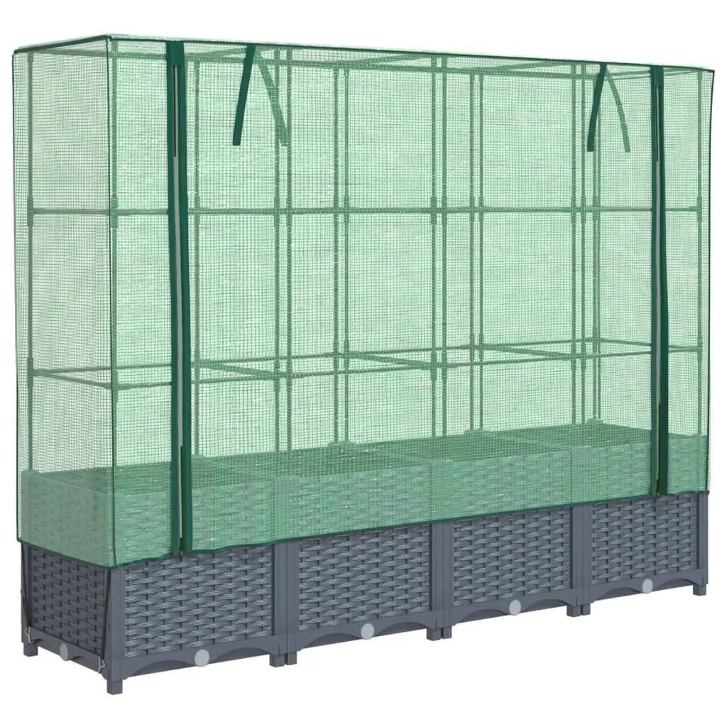Letto rialzato con attacco per serra in rattan 160x40x138 cm