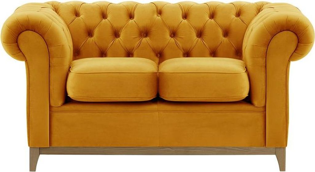 Zweisitzer-Sofa Chesterfield Wood-Velluto 8-wax black