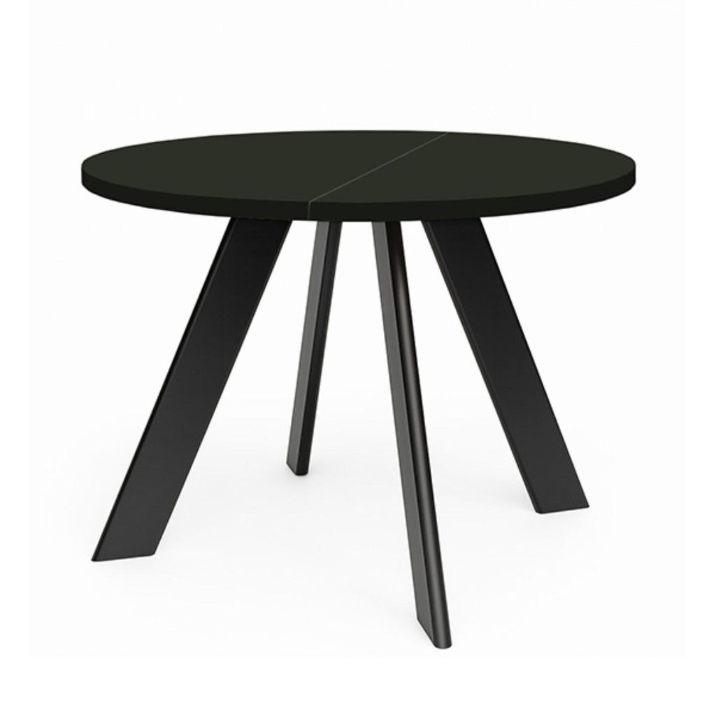 Runder Ausziehbarer Tisch für Esszimmer, LEX, Loft-Stil, Skandinavische, Durchmesser: 110 / 160 cm, Farbe: Schwarz / Schwarz