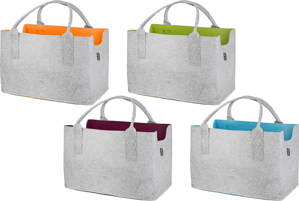 Sac de rangement feutre Gilde Gris Colorful 40cm - Stop au désordre x4