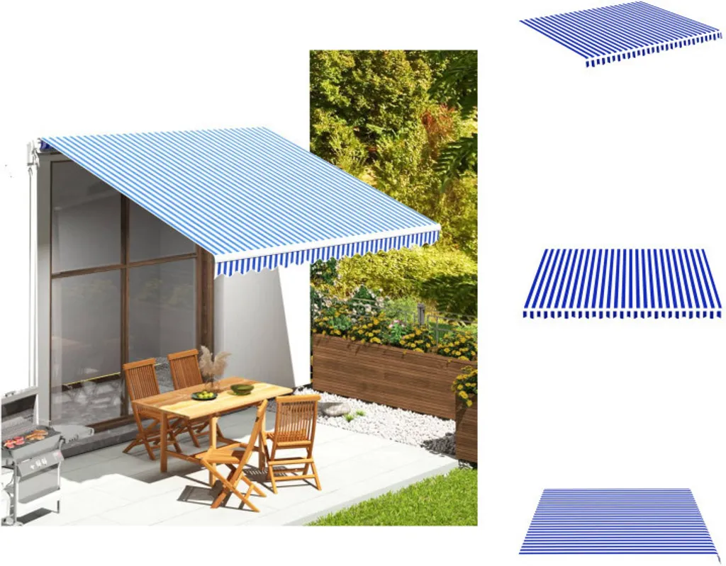 Tenda da Sole vidaXL per Famiglie - Ombra Sicura 4x3,5m Blu/Bianco