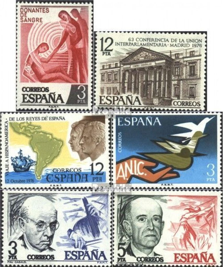 Briefmarken Spanien 1976 Mi 2248,2252,2263,2271, 2272-2273 (kompl.Ausg.) postfrisch Sondermarken