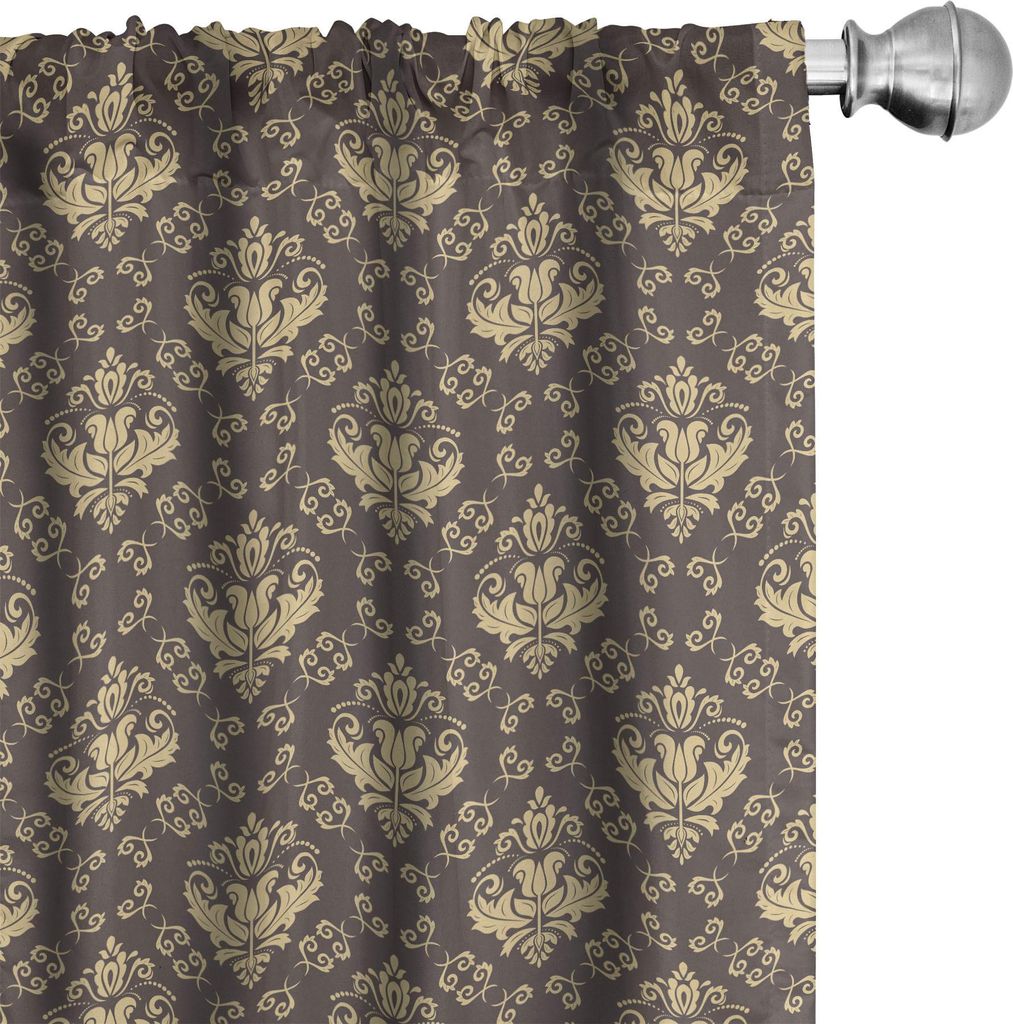 ABAKUHAUS marokkanisch Vorhänge, Gardinen, Oriental Klassik Artsy Damast-inspiriertes abstraktes Muster Colonial, 2 Stück 75 x 245 cm, Warm Taupe...