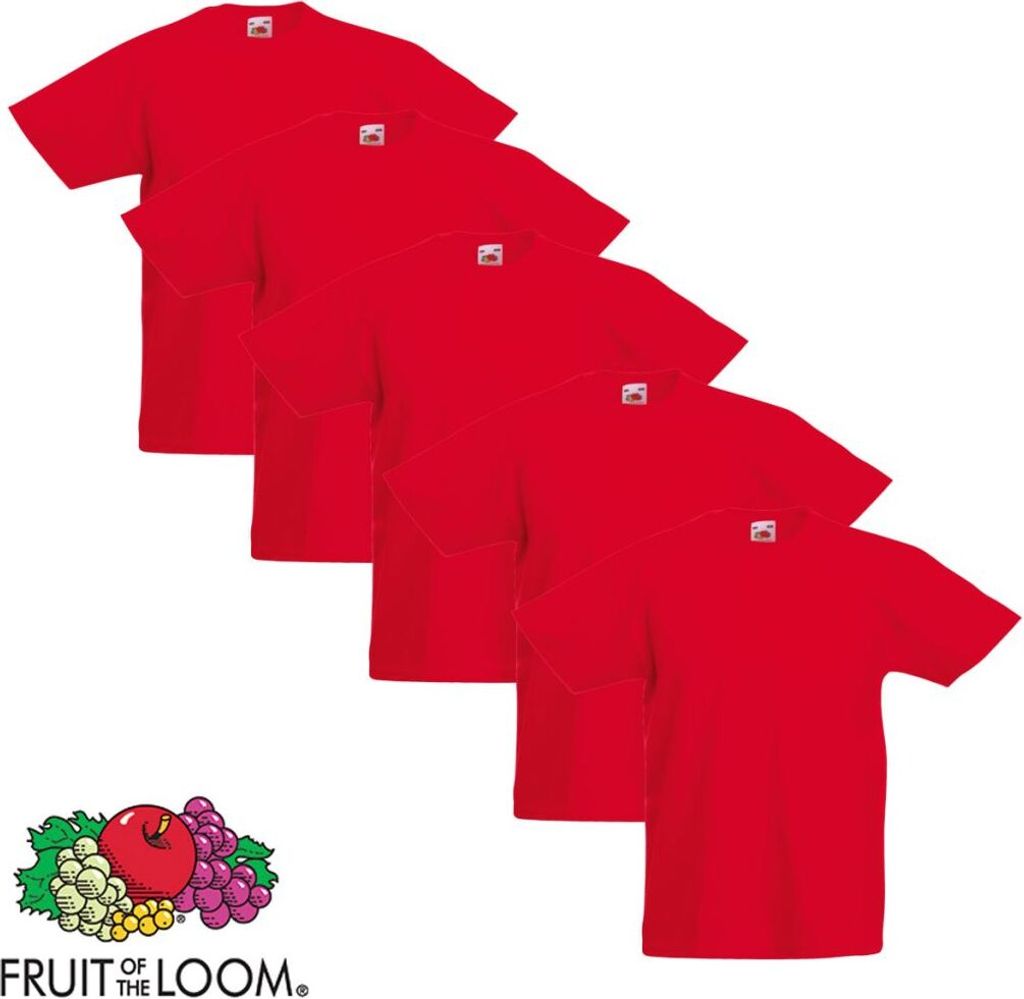 Fruit of the Loom Kinder-T-Shirt Original 5 Stk. Rot Größe 140