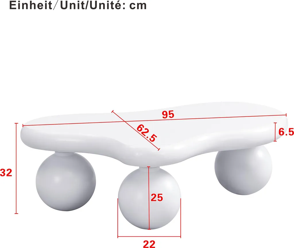 Table Basse LED en Forme de Nuage Blanche pour Salon Moderne 95cm - 6