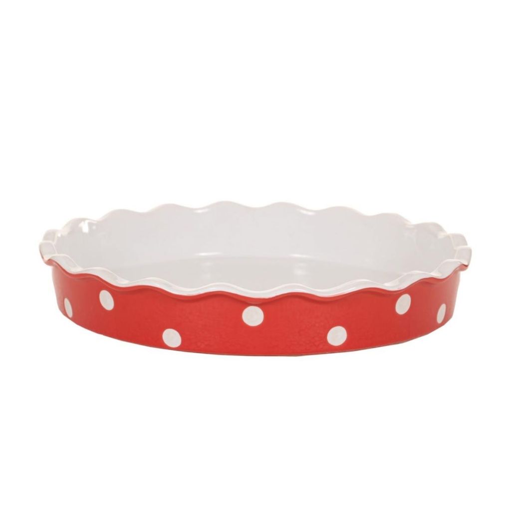 Isabelle Rose Quiche - / Tarte Form aus Keramik - rot polka Produktbild 