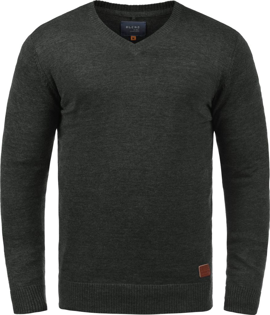 Blend BHLasse Herren Strickpullover Feinstrick Pullover mit V-Ausschnitt Baumwollmischung Regular fit
