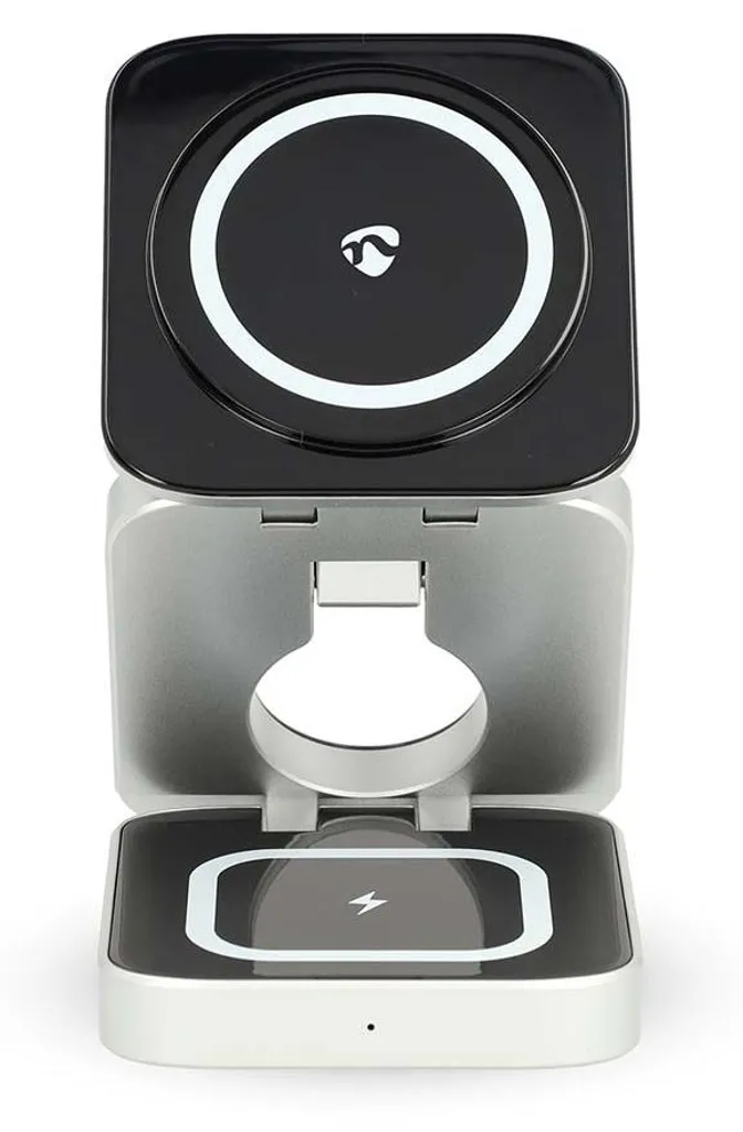 Chargeur 3-en-1 Nedis 15W avec double entrée USB-A et USB-C polyvalent