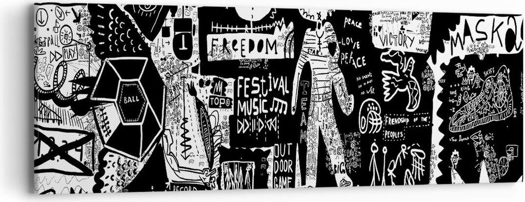 Bild auf Leinwand - Leinwandbild - Graffiti modern - 90x30cm - Wand Bild - Wanddeko - Wandbilder - Leinwanddruck - Bilder - Kunstdruck - Wanddekora...