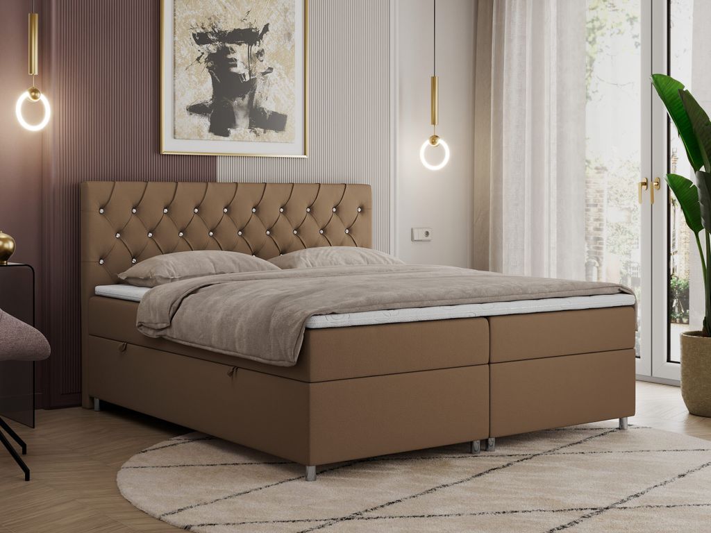 Boxspringbett 120x200 mit Bettkasten, Boxspringbett 120x200 mit Matratze, Doppelbett mit Matratze und Topper - Polsterbett mit Kopfteil - ROMA - 12...