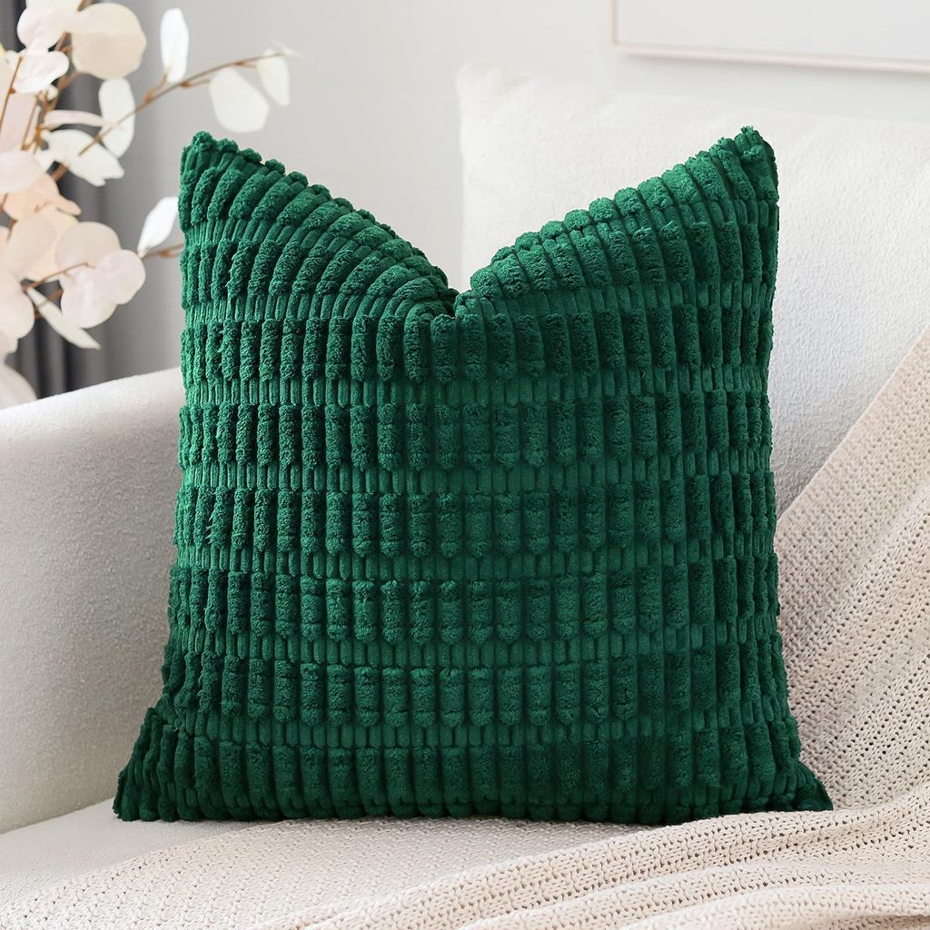 Set mit 1 Kissenbezug im Boho-Streifenmuster, einfarbiger Dekokissenbezug, Sofakissen, 55 x 55 cm, weiches Sofakissen für Wohnzimmer und Schlafzim...