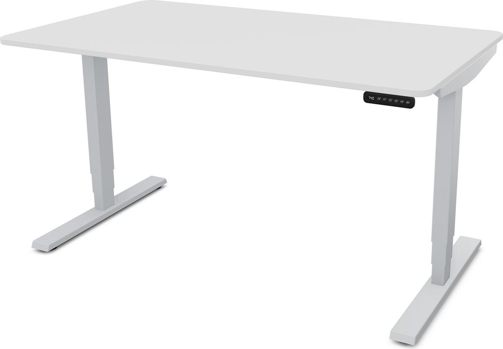 ASSMANN Elektrisch höhenverstellbarer Schreibtisch Y-Line Curved Weißaluminium, 120x80cm, Memoryfunktion, 2-fach-Motorik