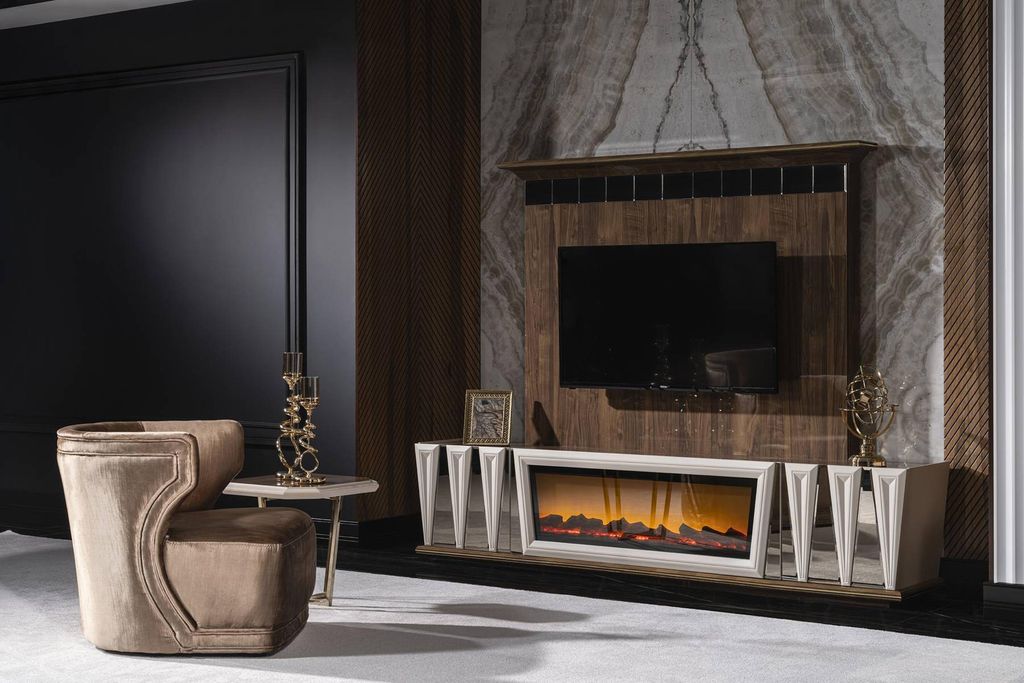 Moderner brauner Textil-Sessel aus Holz für elegantes Wohnen